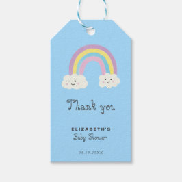 Rainbow Baby Shower Boy Cute Pastel Tack Presentetikett