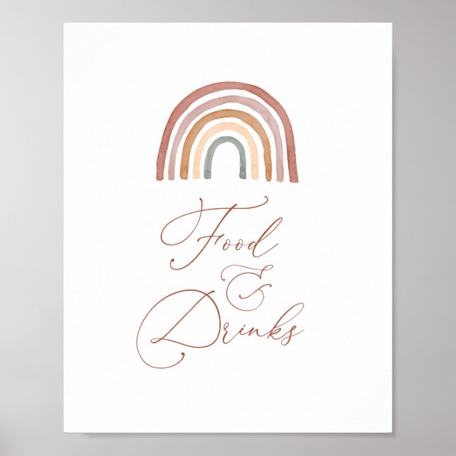 Rainbow Baby Shower Food and Drinks Sign Poster (Framsidan)