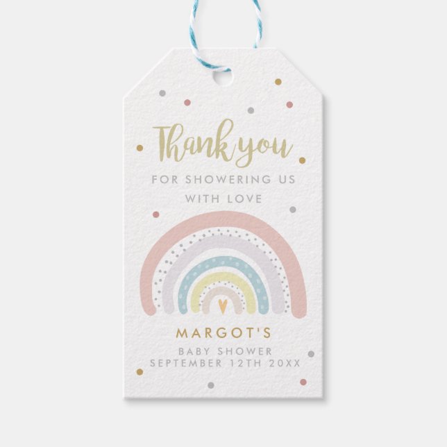 Rainbow Baby Shower Gender Neutral Favor Presentetikett (Framsidan)
