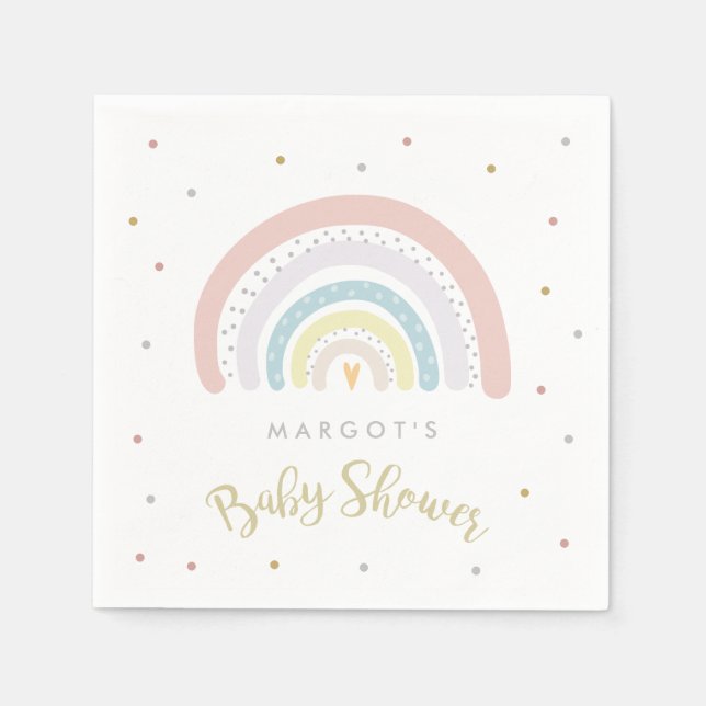 Rainbow Baby Shower Gender Neutral Pappersservett (Framsidan)