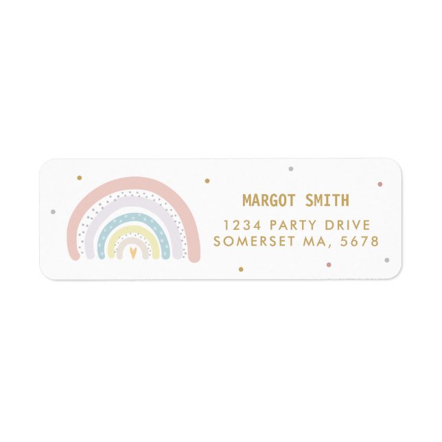 Rainbow Baby Shower Gender Neutral Returadress Etikett (Framsidan)
