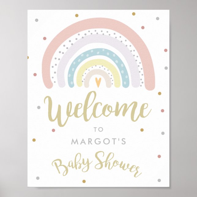 Rainbow Baby Shower Gender Neutral Välkommen Poster (Framsidan)