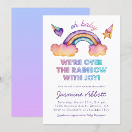 Rainbow Baby Shower Gender Neutral Watercolor Inbjudningar