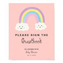 Rainbow Baby Shower Girl Rosa signerar Guestbook