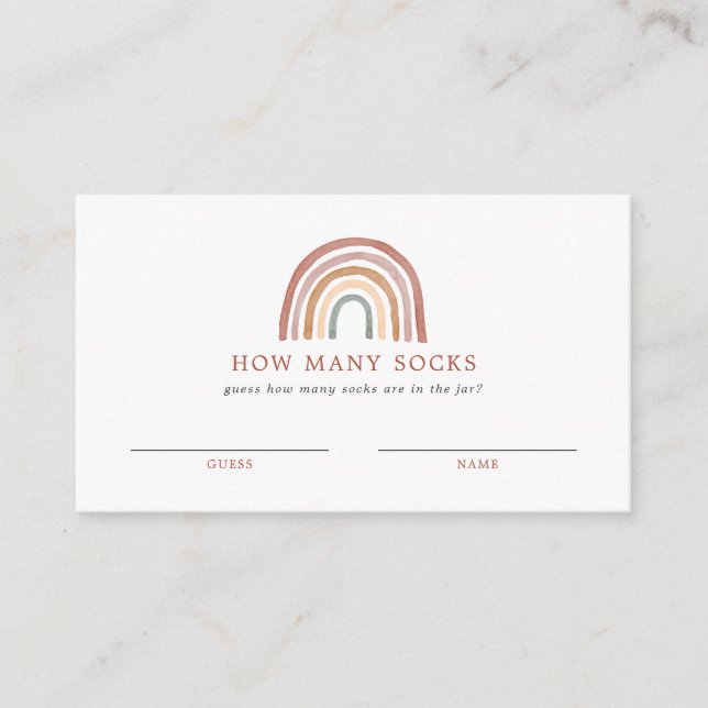 Rainbow Baby Shower gissar hur många sockel-kort Tilläggskort (Framsida)
