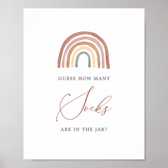 Rainbow Baby Shower gissar hur många socklar skylt (Framsidan)