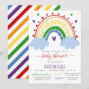 Rainbow Baby Shower-inbjudan i primärt Färg Inbjudningar
