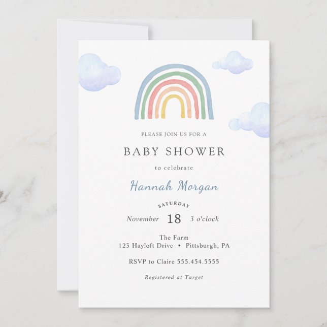 Rainbow Baby Shower-inbjudan Inbjudningar (Framsida)