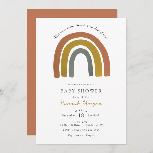 Rainbow Baby Shower-inbjudan Inbjudningar (Fram/baksida)