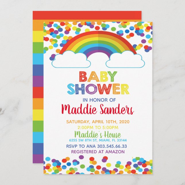 Rainbow Baby Shower-inbjudan Inbjudningar (Fram/baksida)