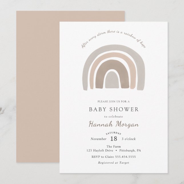 Rainbow Baby Shower-inbjudan Inbjudningar (Fram/baksida)