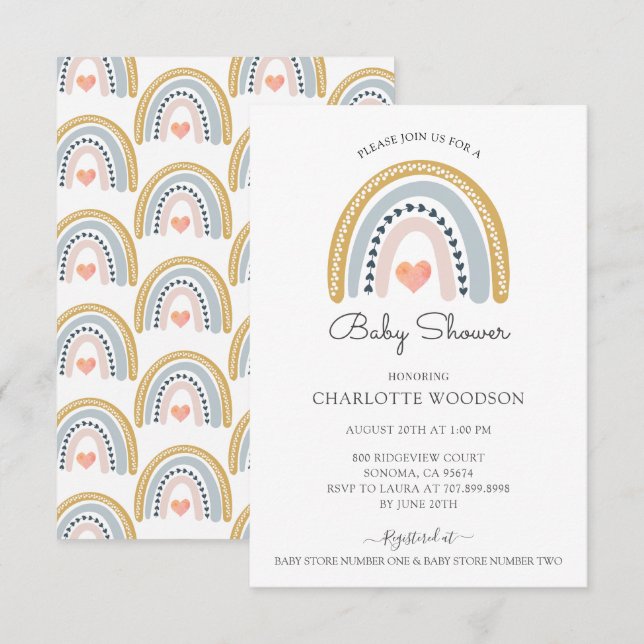 Rainbow Baby Shower-inbjudan Inbjudningar (Fram/baksida)