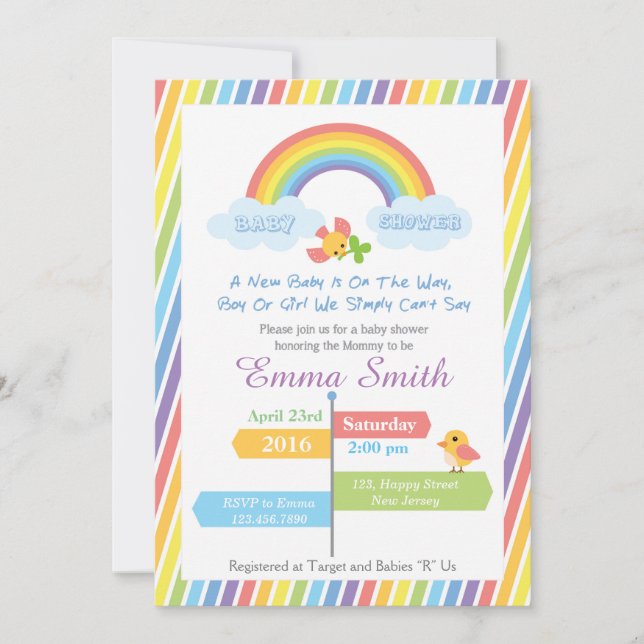 Rainbow Baby Shower-inbjudan Inbjudningar (Framsida)