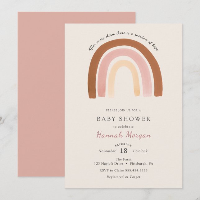 Rainbow Baby Shower-inbjudan Inbjudningar (Fram/baksida)