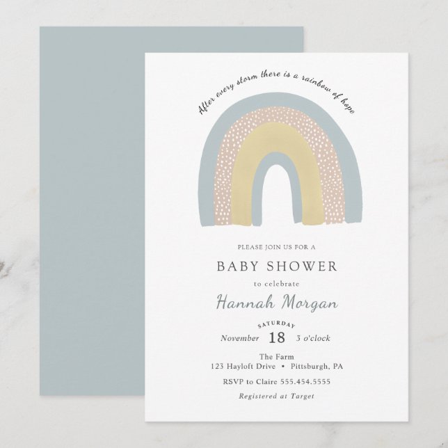 Rainbow Baby Shower-inbjudan Inbjudningar (Fram/baksida)