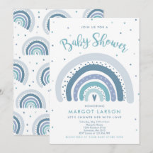 Rainbow Baby Shower Inbjudan, matad pastel Rainbow