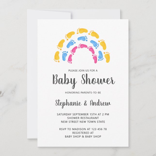 Rainbow Baby Shower Inbjudningar (Framsida)