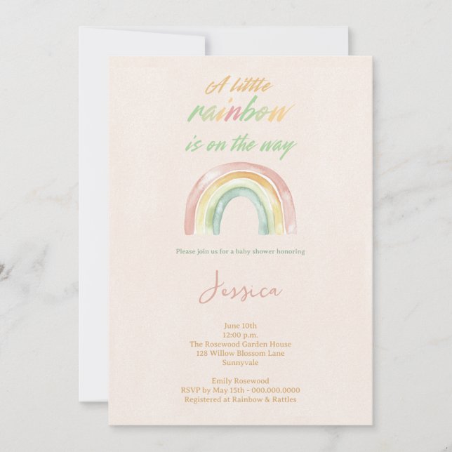 Rainbow Baby Shower Inbjudningar (Framsida)