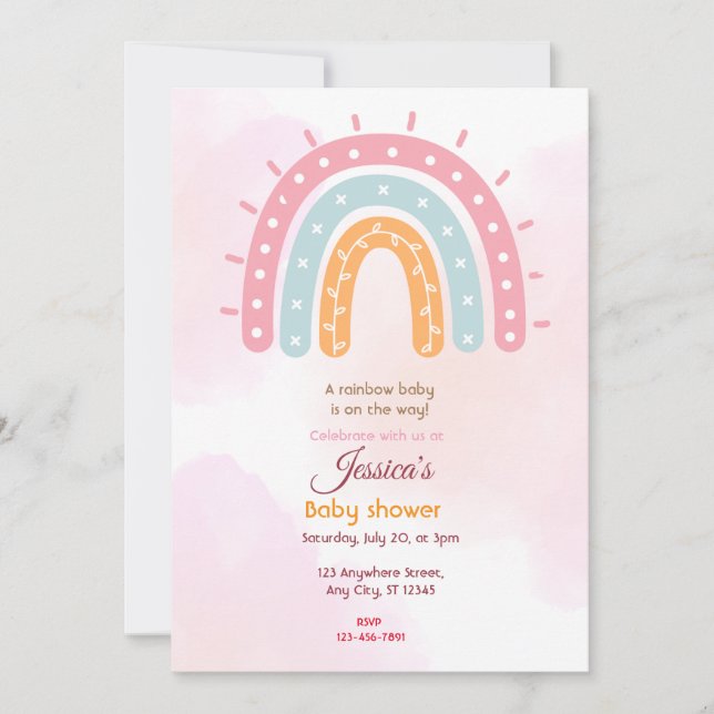 Rainbow Baby Shower Inbjudningar (Framsida)