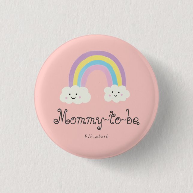 Rainbow Baby Shower-Mamma som ska vara Pastel Whim Knapp (Framsida)