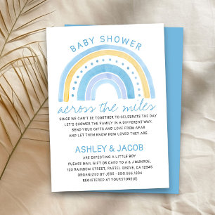 Rainbow Baby Shower över Miles Boys Blue Inbjudningar