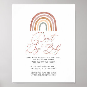 Rainbow Baby Shower Säg inte Baby-tecken Poster