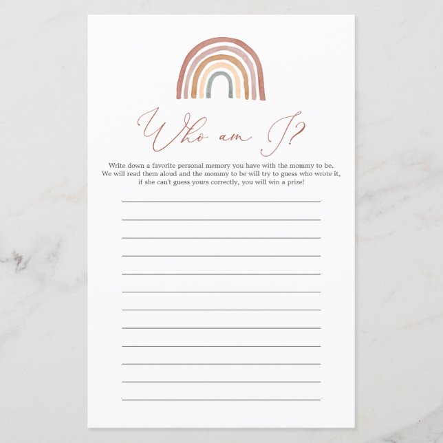 Rainbow Baby Shower Vem är jag? (Framsida)