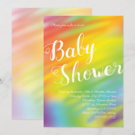Rainbow Baby Shower Watercolor Gender Neutral Inbjudningar
