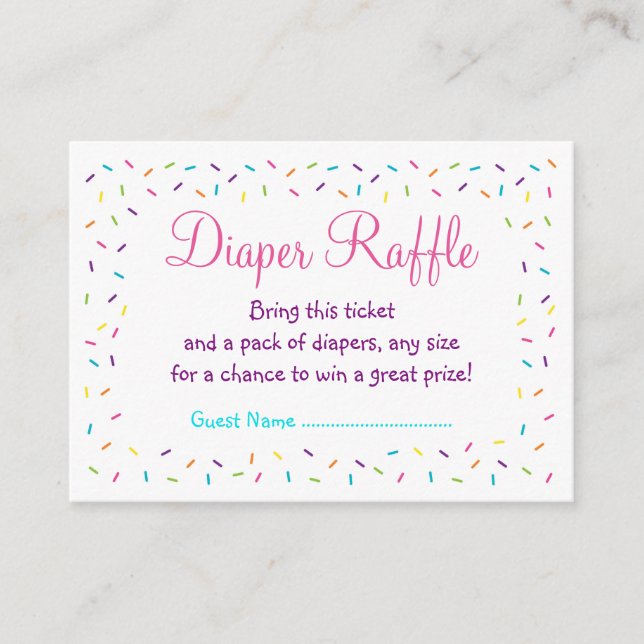 Rainbow Baby Sprinkle Diaper Raffle Biljett Tilläggskort (Framsida)