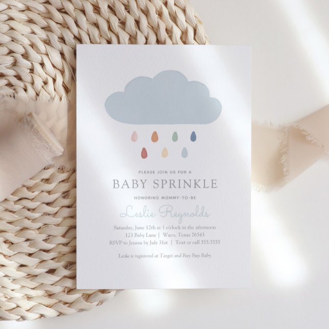 Rainbow Baby Sprinkle Rain Cloud Baby Shower Inbjudningar (Skapare uppladdad)