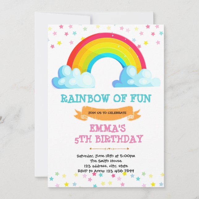 Rainbow baby sprinkles födelsedagsfest inbjudan (Framsida)