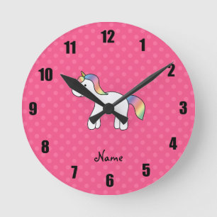Rainbow baby unicorn rosa polka dots rund klocka