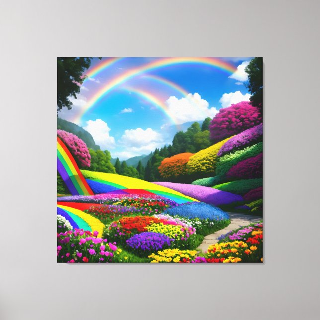 Rainbow Backe och Flowers Two Canvastryck (Framsida)