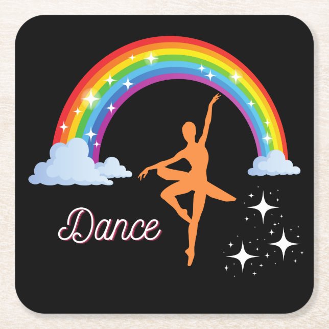 Rainbow Ballerina Dance Underlägg Papper Kvadrat (Framsidan)