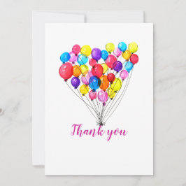 Rainbow BALLOON Girl 1st Birthday Rosa Tack Inbjudningar