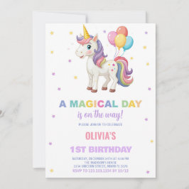 Rainbow Balloons Unicorn Birthday-inbjudningar Inbjudningar