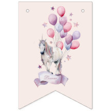 Rainbow Balloons Unicorn Rosa Födelsedagsfest Girl