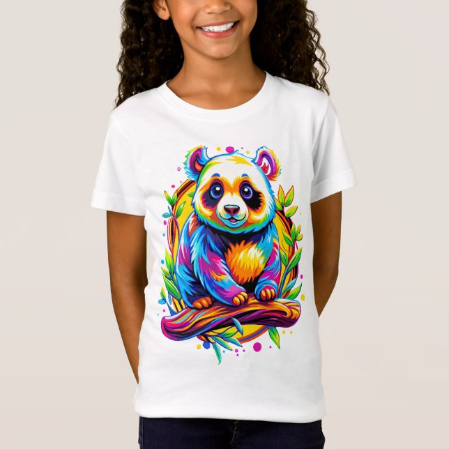 Rainbow Bamboo Panda T Shirt (Framsida)
