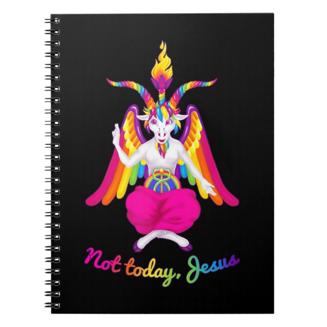 Rainbow Baphomet Inte i dag Jesus Kawaii Hail Sata Anteckningsbok (Framsidan)