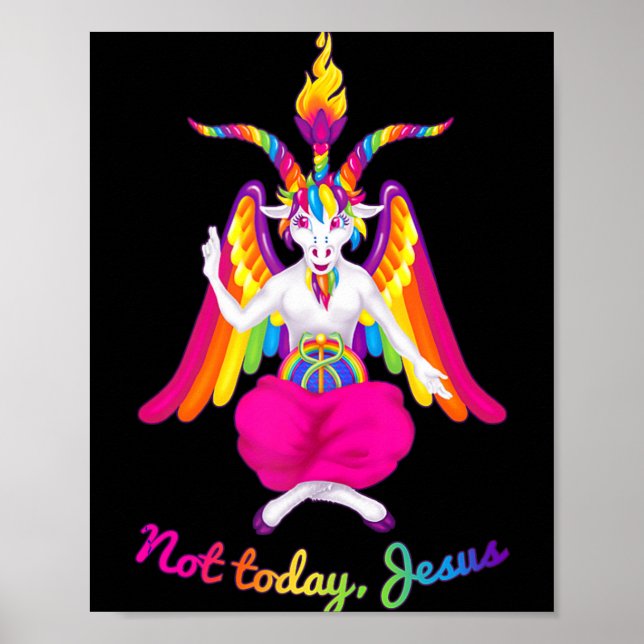 Rainbow Baphomet Not Today Jesus Kawaii Hail Satan Poster (Framsidan)