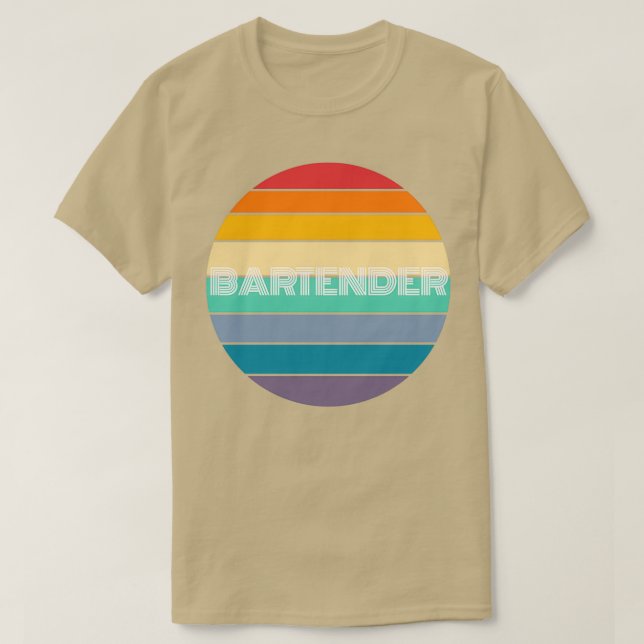 Rainbow BARTENDER Retro Vintage T Shirt (Design framsida)