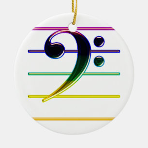 Rainbow Bass Clef Music Note Julgransprydnad Keramik