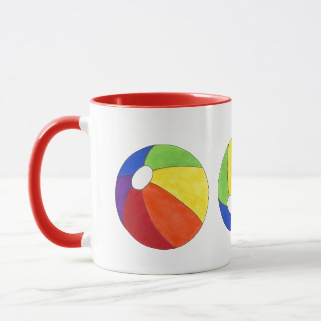 Rainbow Beach Boll Beachball Vacation Ocean Sommar Mugg (Vänster)