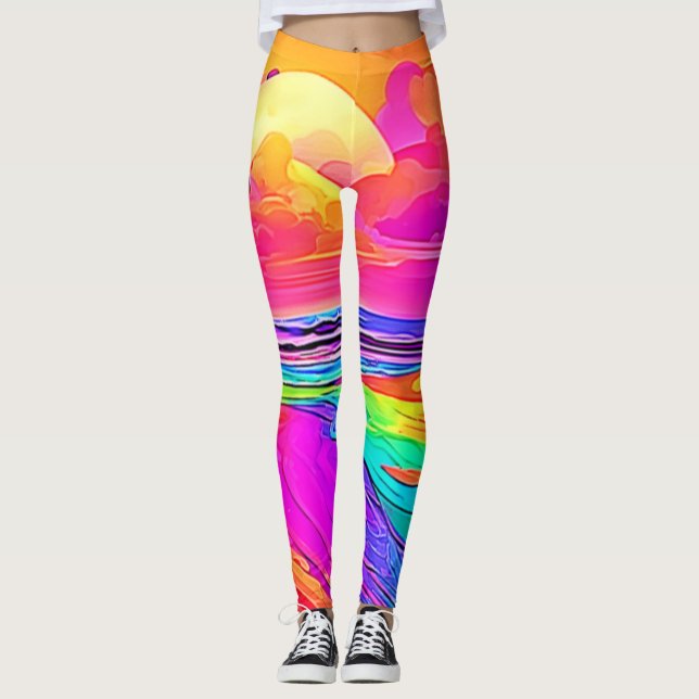 Rainbow Beach: Tecknadens Roligt Leggings (Framsida)