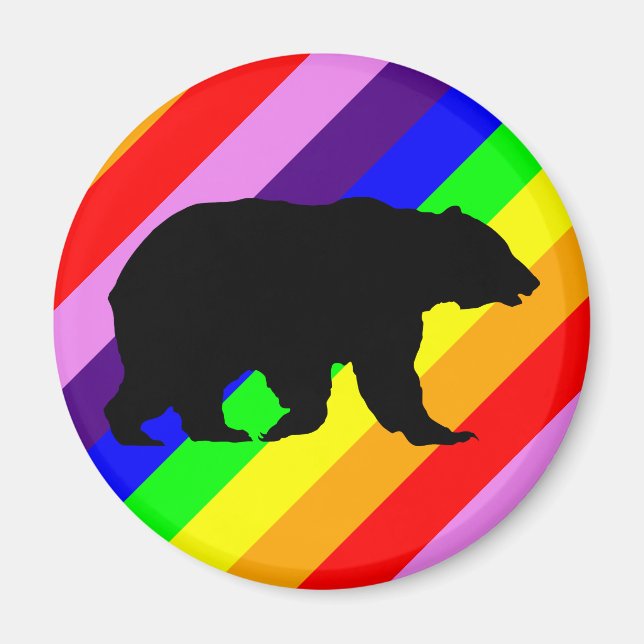 Rainbow Bear Grizzly Silhouette Colorful Pride Magnet (Framsidan)