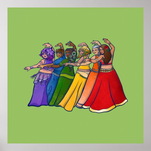 Rainbow Belly Dancer Art Belly Dance Poster (Framsidan)