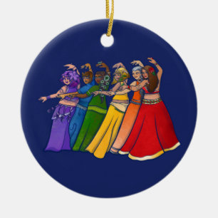 Rainbow Belly Dancer Art Belly Dance Troupe Julgransprydnad Keramik