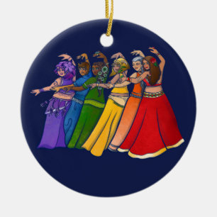 Rainbow Belly Dancer Art Belly Dance Troupe Julgransprydnad Keramik