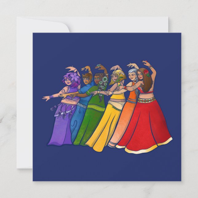 Rainbow Belly Dancer Art Belly Dance Troupe Julkort (Framsida)