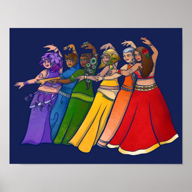 Rainbow Belly Dancer Art Belly Dance Troupe Poster (Framsidan)